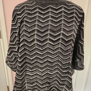 AB Studio Zigzag Black and White Sweater.  Poncho Style.